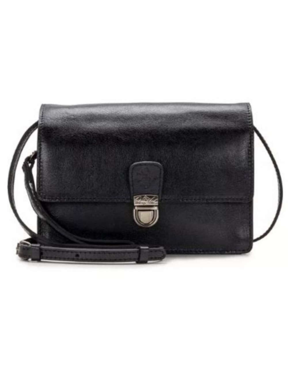Patricia Nash Lanza Leather Convertible Crossbody Bag Purse Embossed Logo Black - Picture 3 of 17